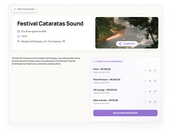 Página de vendas com banner e cor de marca personalizados